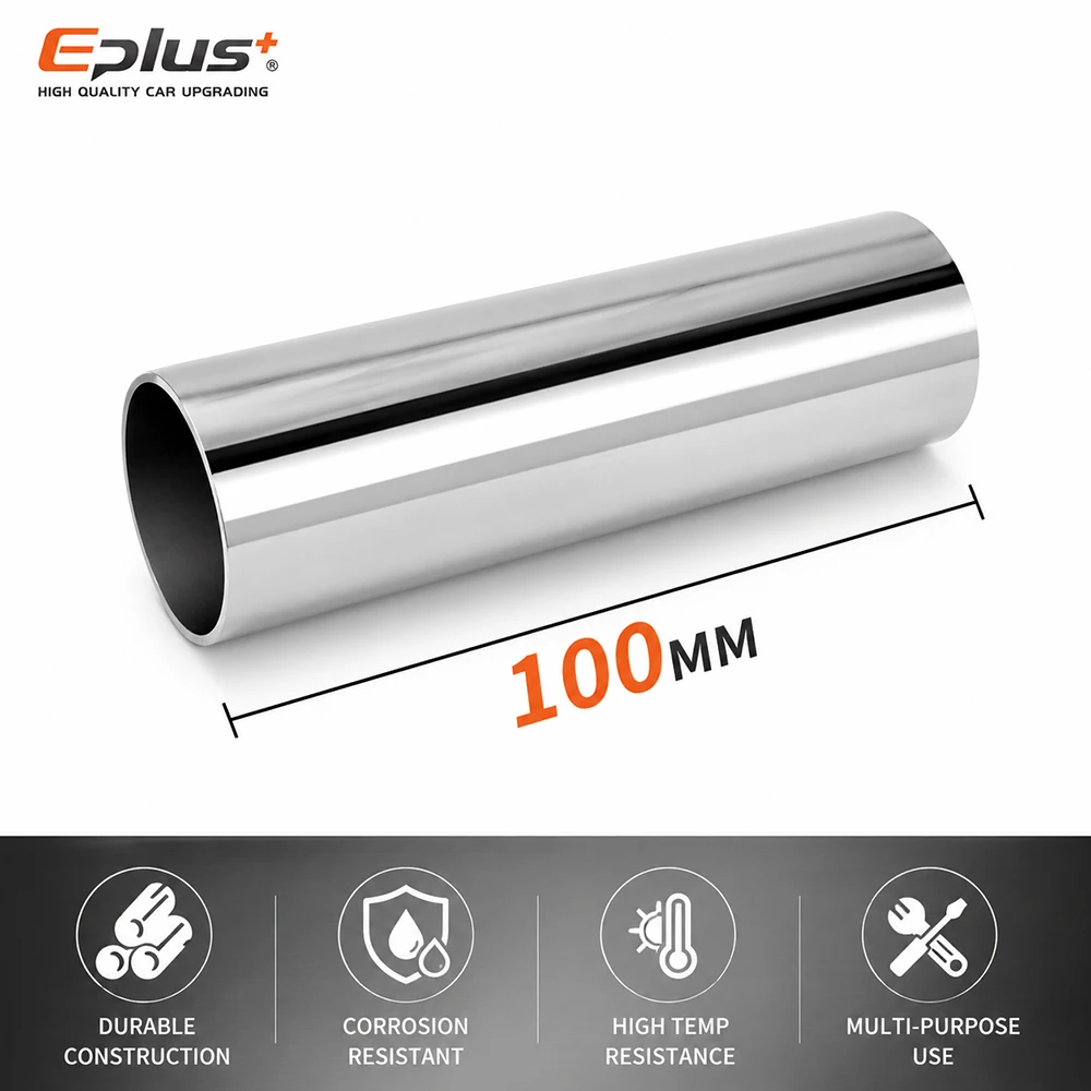 100mm Length 304 Stainless Steel Straight Pipe 1.2mm Thick Universal Round Tube OD 19-89mm for Connections Metal Tube Adapter