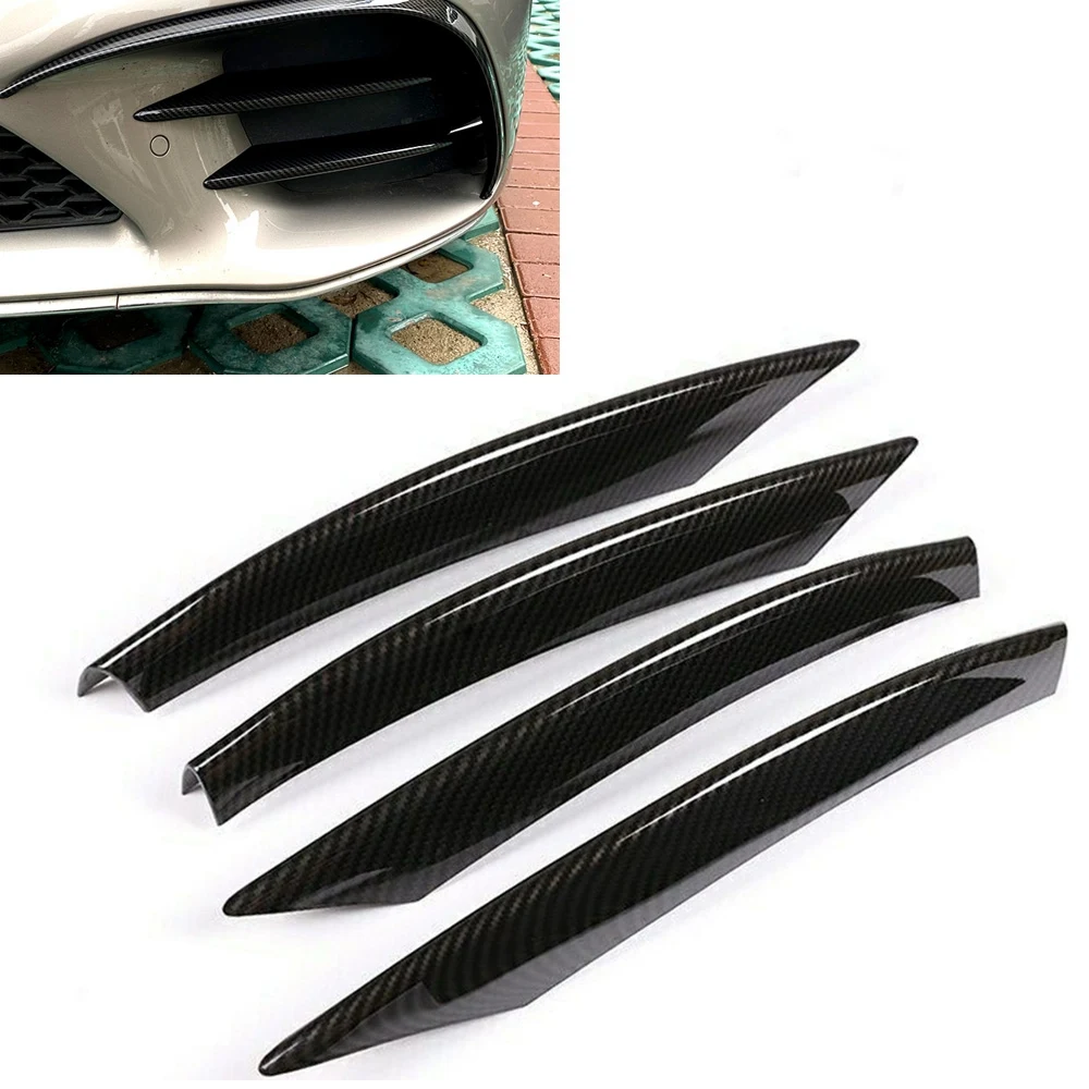 ABS Carbon Fiber Front Bumper Lower Grille Frame Fog Light Cover Trim for Mercedes Benz C Class W205 C200 C260 2019+