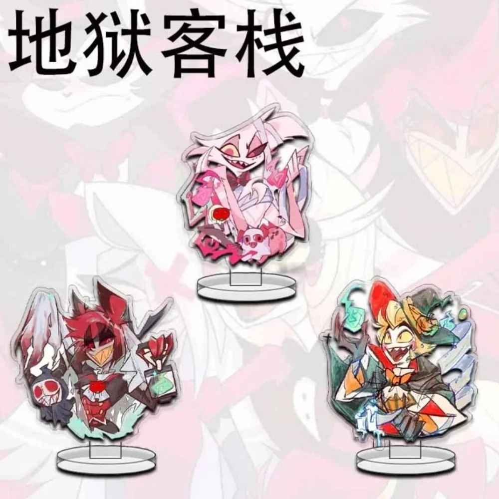 

For Anime Hazbin Hotel Alastor Angel Dust Lucifer Morningstar 10cm Acrylic Stand Peripheral Desktop Ornament Festival Gift