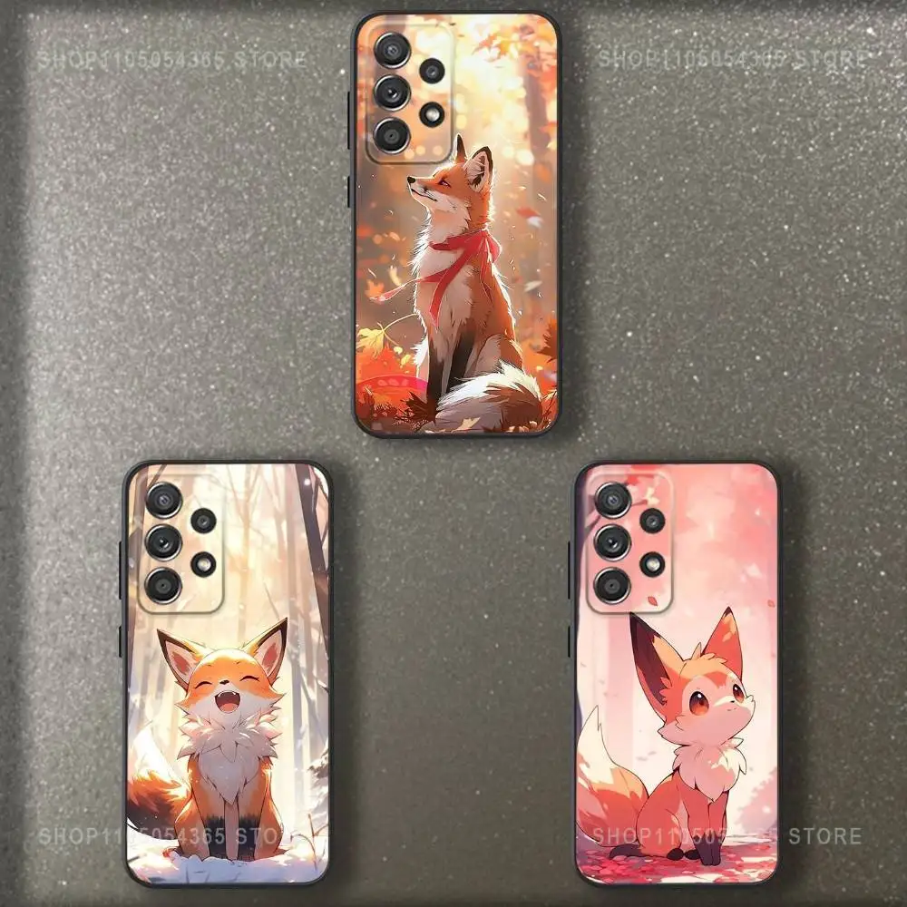 

Cartoon Animal Fox Phone Case For Samsung S 25,24,23,22,30,21,10,9,Ultra,Plus,Lite,FE,4,5 G Soft Black Case