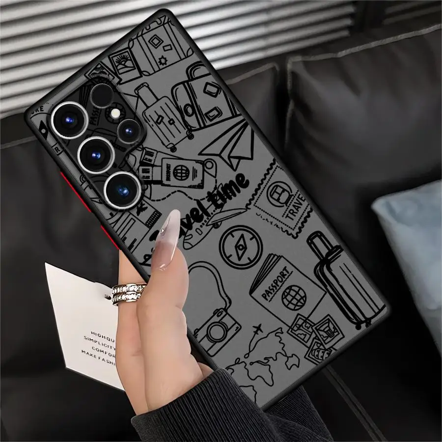 Airplane Travel Time Case for Samsung Galaxy S26 Ultra S25 Ultra S22 S20 FE S23 FE S24 Plus Note 20 Ultra 10+ S21 Funda Back