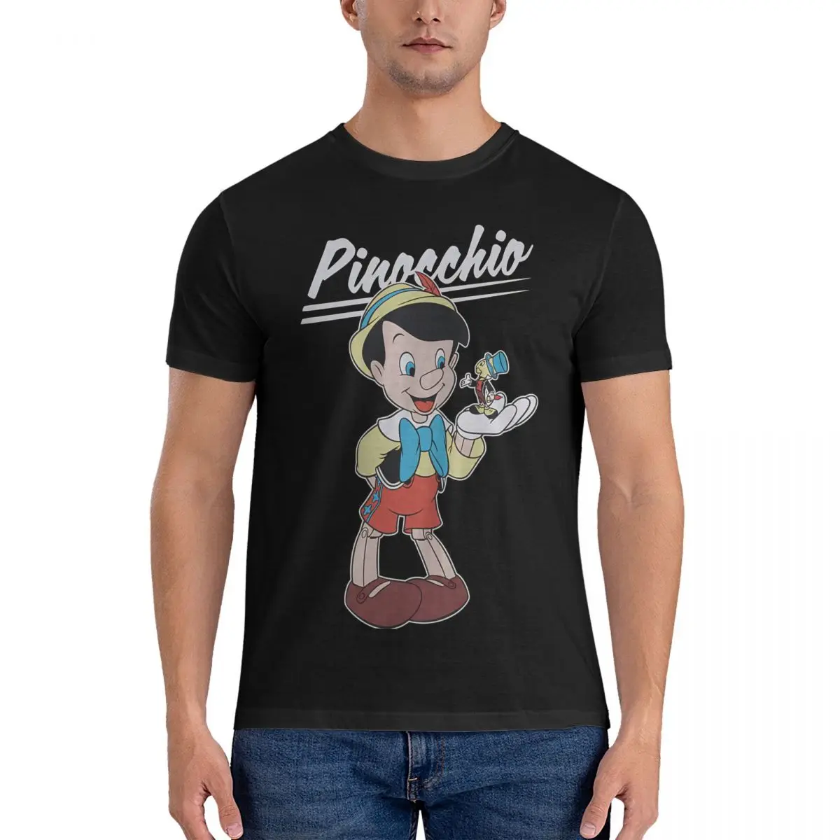 With Jiminy Cricket T Shirts Disney The Adventures of Pinocchio Film Clothing Awesome Short Sleeve Round Collar Tee Shirt