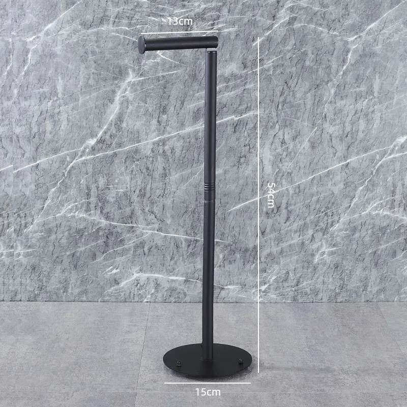Floor-standing Toilet Paper Holder Multi-functional Tissue Holder for Bathrooms Black Toilet Paper Stand Toilet Brush Holder