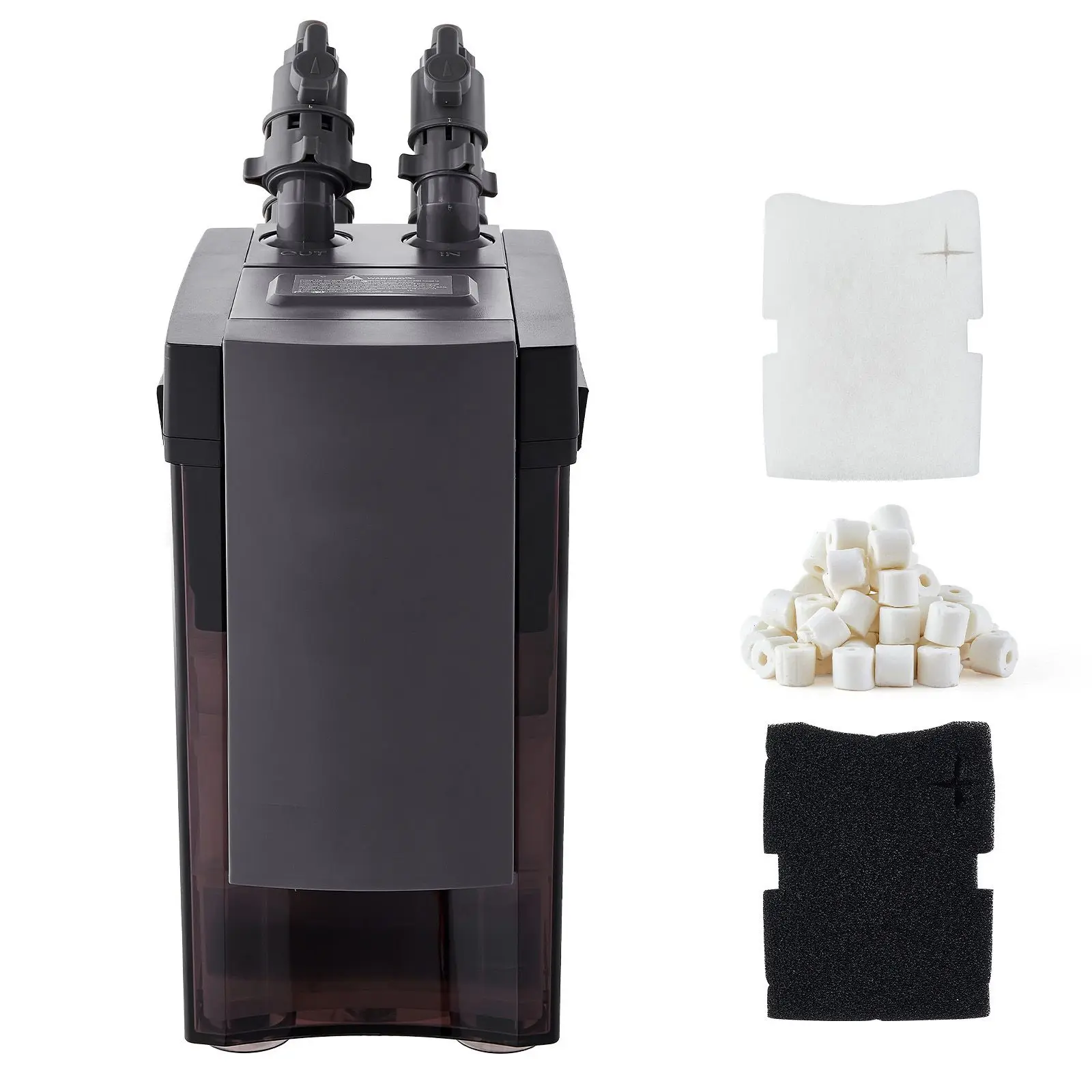 396GPH Canister Filter, 4-Stage External Aquarium Filter with Powerful Pump, Water Circulation Cleaning Machine with Media for