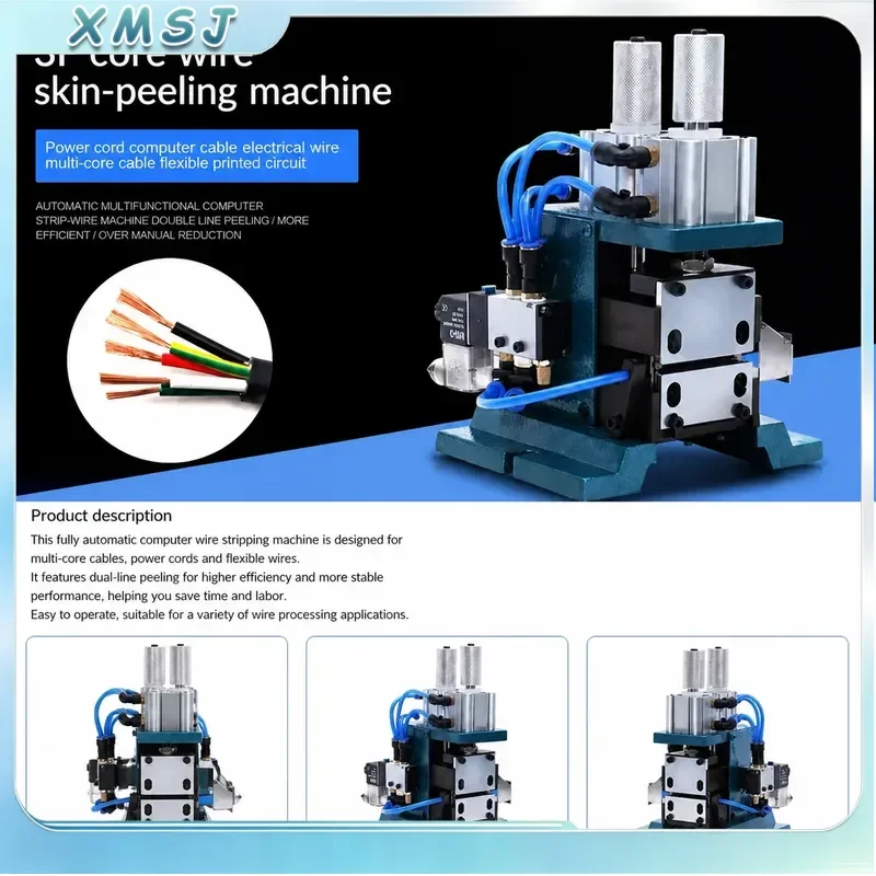 Automatic Pneumatic Cable Wire Stripping Machine 3-25mm Adjustable Length Peeling Twisting Equipment for Electronics