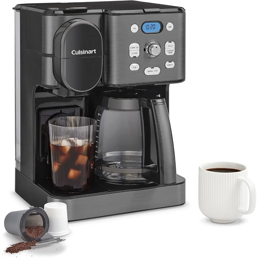 

Coffee Maker, 12-Cup Glass Carafe, Automatic Hot & Iced Coffee Maker, Single Server Brewer, Black Stainless Steel, SS-16BKS