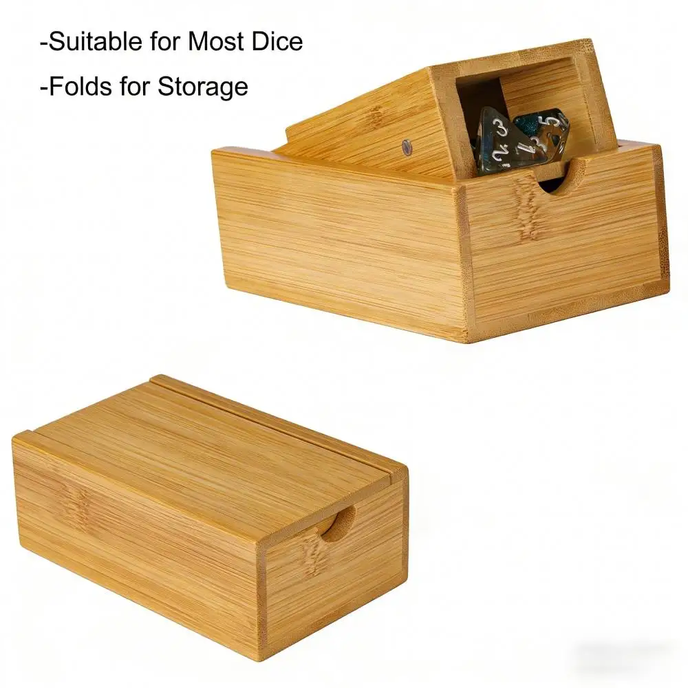 

Премиальный натуральный бамбуковый складной держатель для игральных костей в стиле замка с поддоном для DND, настольных и ролевых игр