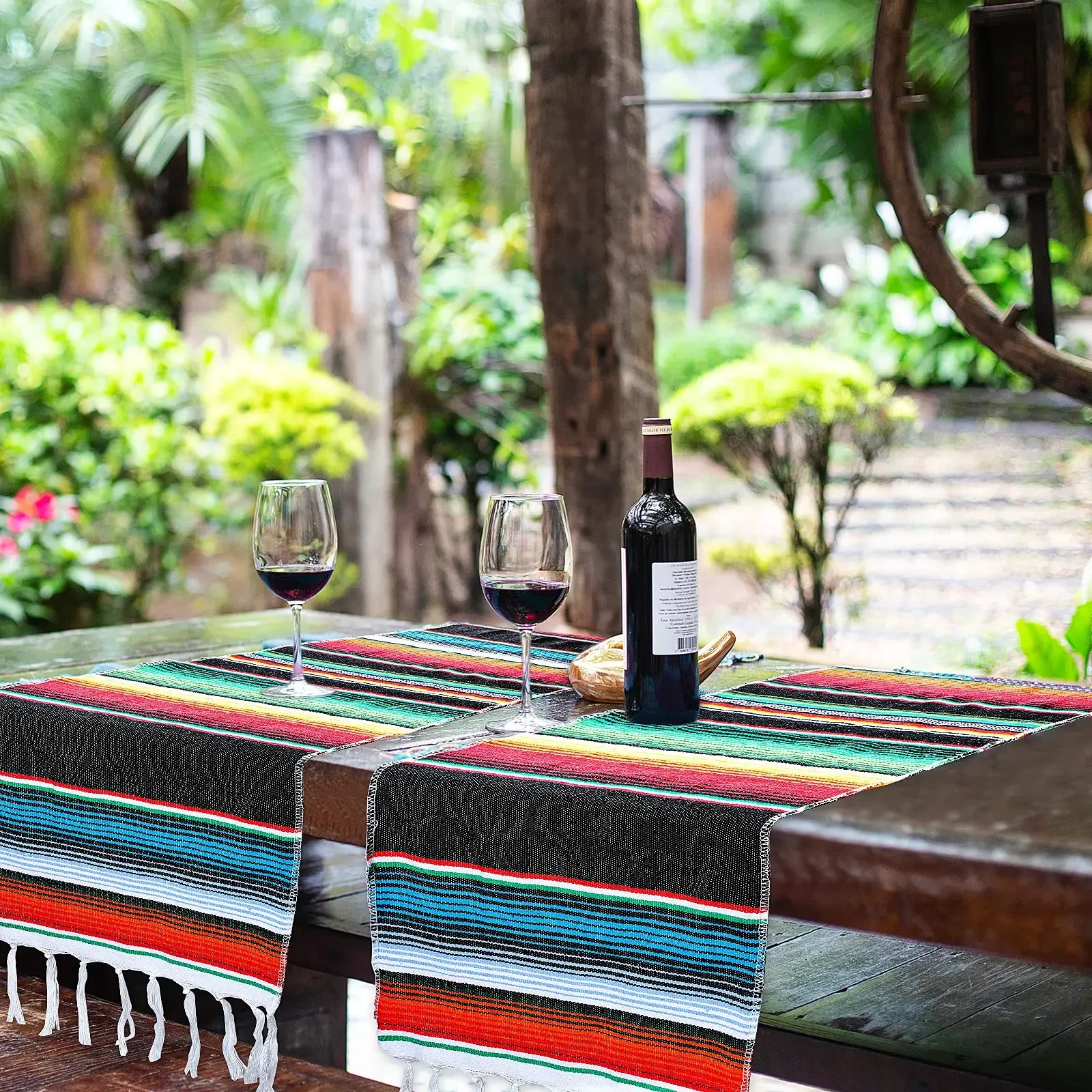 Mexican Serape Table Runner, Cloth for Theme Party Decorations, Dining Table Runner for Wedding Fiesta Birthday Party
