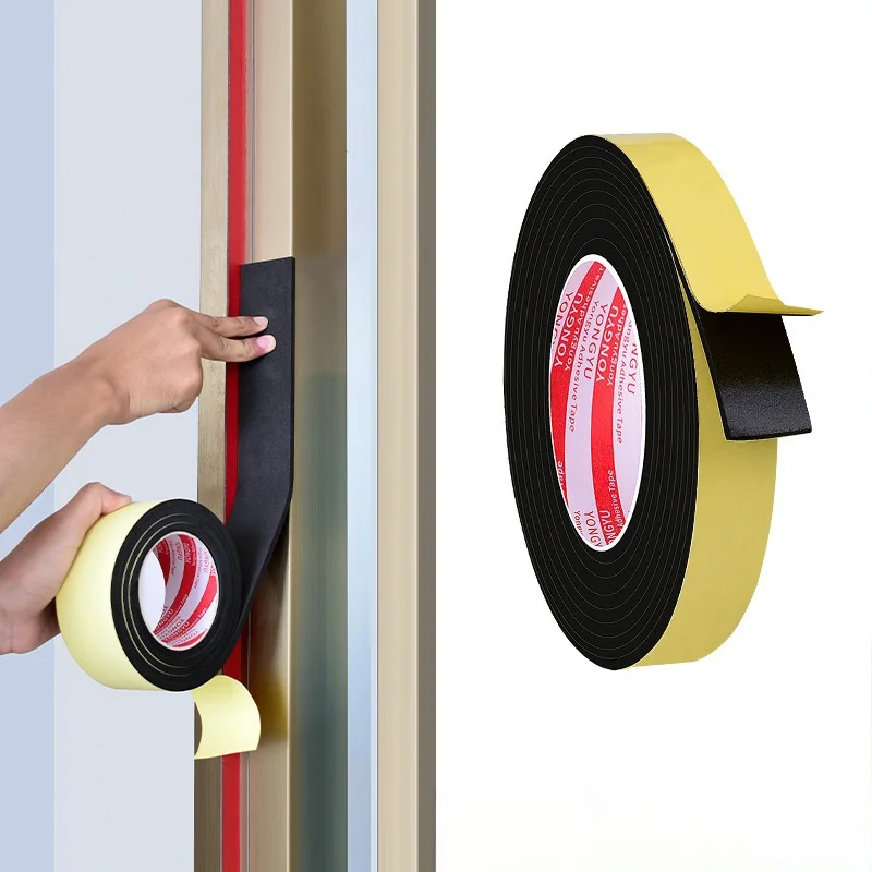 Black foam rubber strip Strong adhesive Anti-collision Waterproof Window Door Seal Strip Weather Stripping EVA Single Side Tape