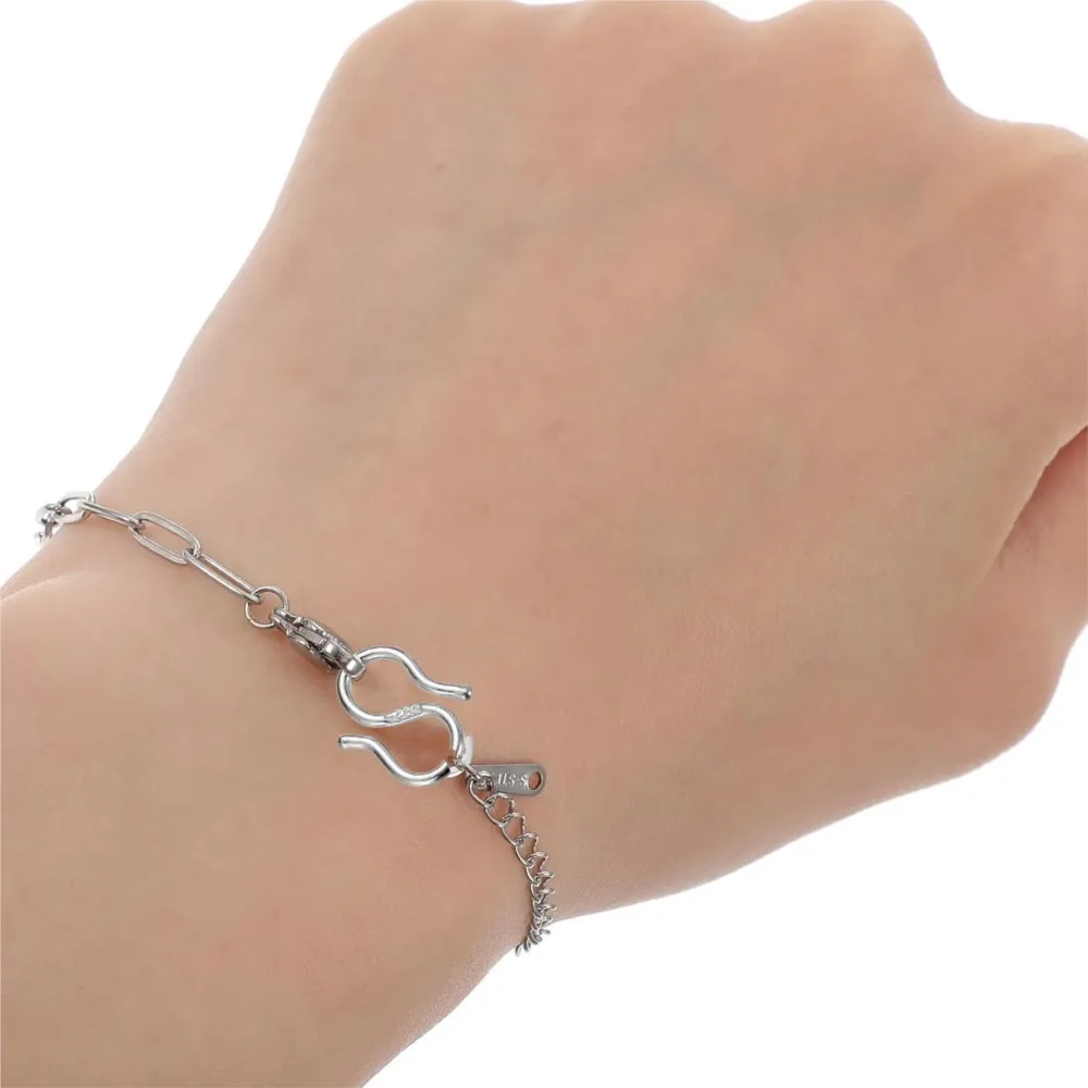 Conectores de hebilla en forma de letra S M de Plata de Ley 925, 2 uds., para DIY, collar, pulsera, cierres finales, ganchos, suministros para fabricación de joyas