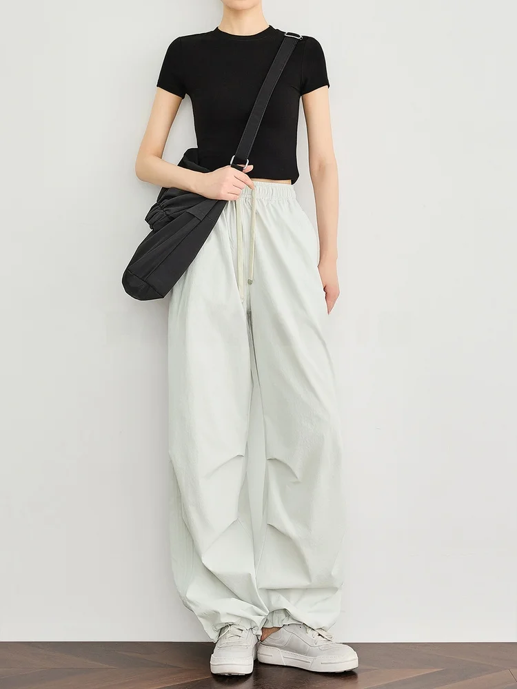 

FAESSLIN UPF50 Белые быстросохнущие рабочие брюки, тонкие дышащие немнущиеся брюки-парашюты, женские повседневные брюки прямого кроя