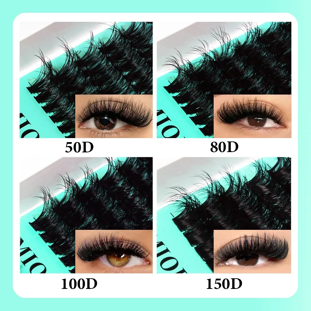 150D/100D/80D/50D Nerz-Wimpern 1 Box/14 Reihen Natürliche DIY Wimpernverlängerung 3D Russische Einzelwimpern-Cluster Wimpernsträhnen – Detail 4