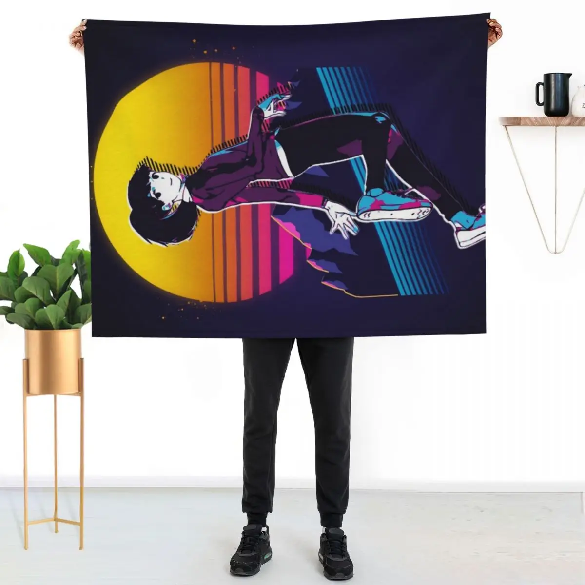 Digimon Survive - Aoi *80s retro* Throw Blanket Plush Plaid Luxury Throw Quilt cosplay anime wednesday Blankets