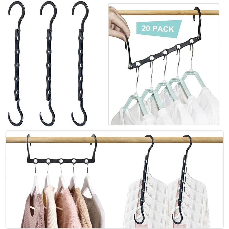 

5/10pcs Space-saving Porous Magic Hanger Porous Windproof Plastic Hanger Multifunctional Rotary Plastic Hook Hanger 2023