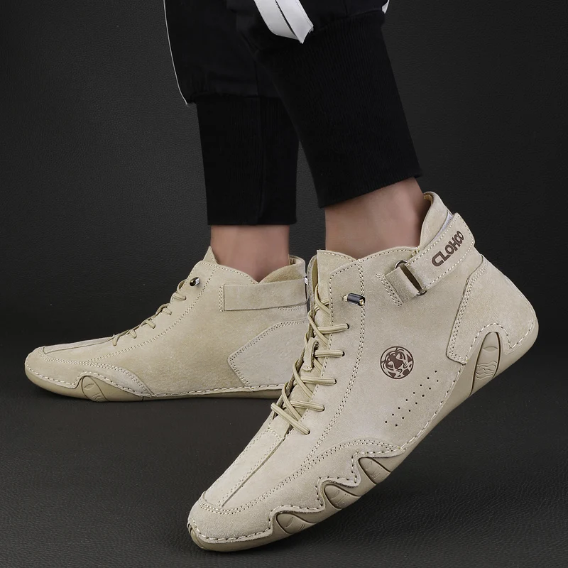 CLOHOO Lässige Stiefeletten für Herren, zum Schnüren, zum Gehen, leicht, bequem, für Motorrad, Outdoor, Winter, warme Modeschuhe – Detail 15