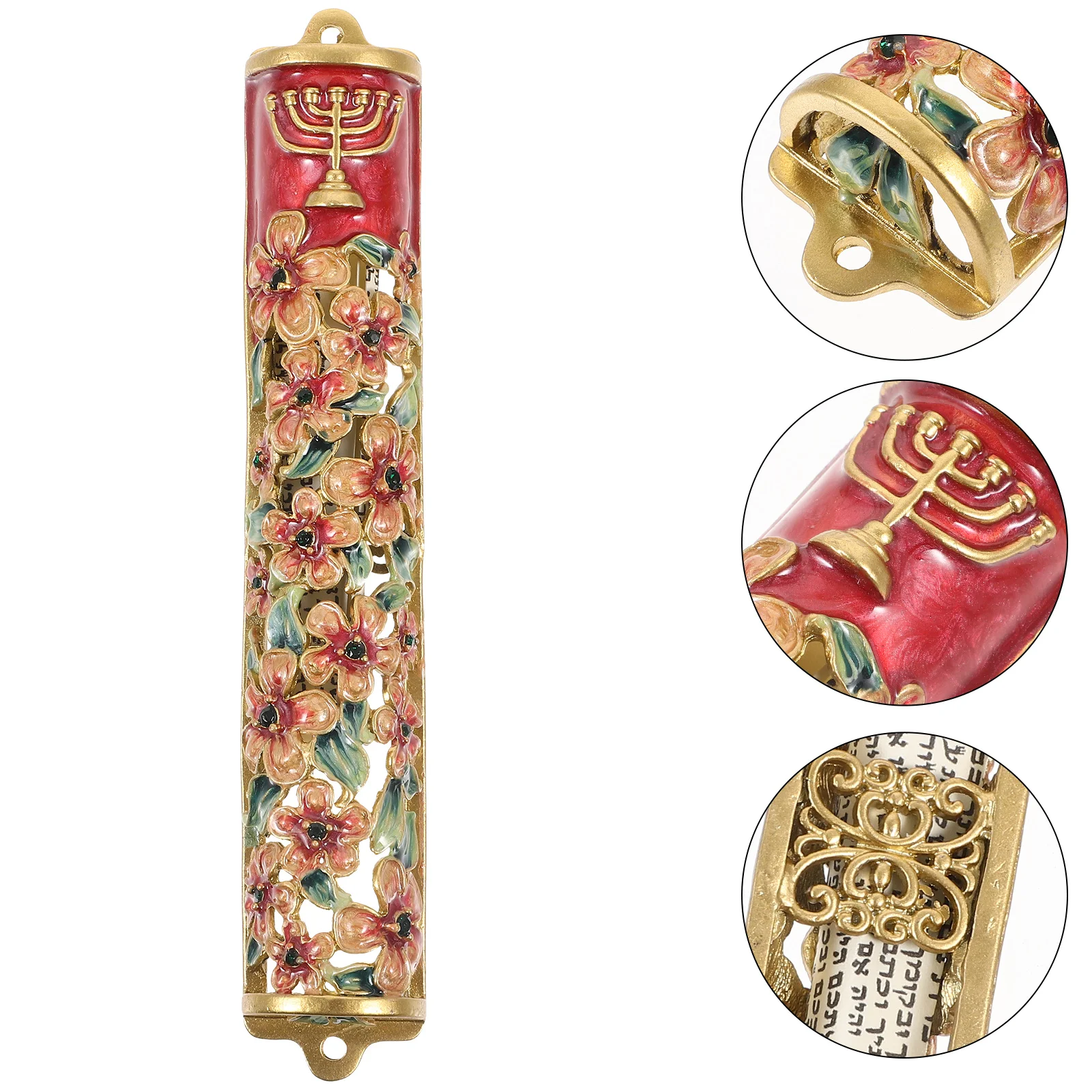 Wishing Charm Mezuzah Decor for Door with Scroll Blessing Metal Cover Hanukkah Decorations Retro