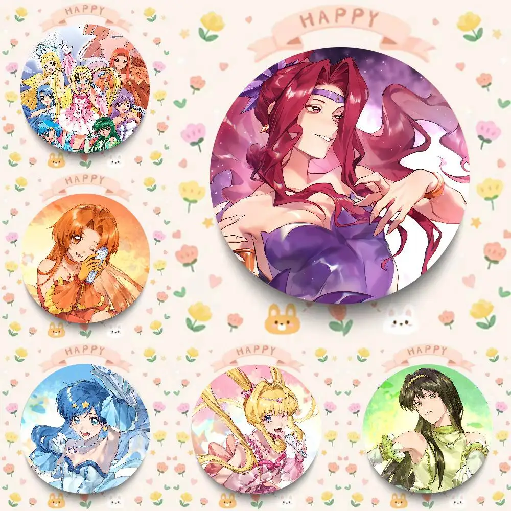 Anime Mermaid Melody Pichi Pichi Pitch Oft Button Pin Creativity Manga Round Badge Brooches For Bag Jacket Collar Decor Gift