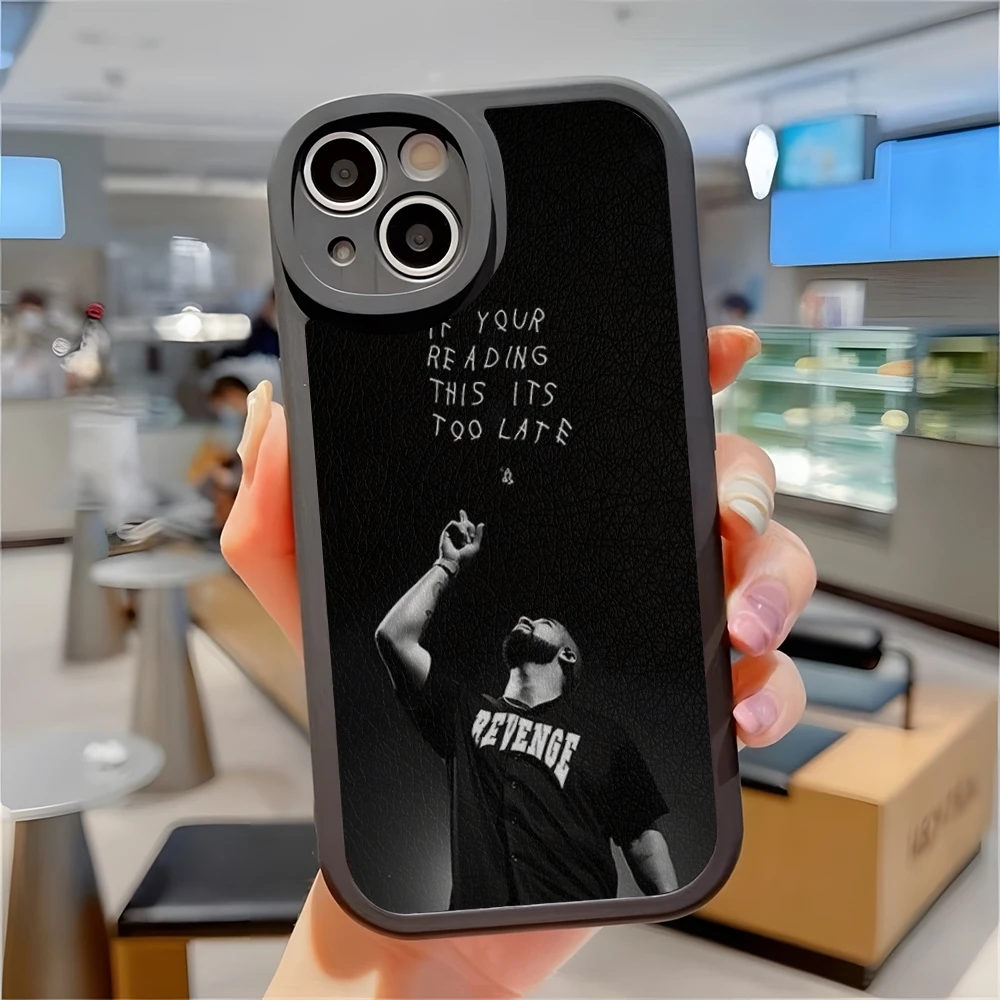 Capa de telefone Rapper Drake para iPhone, pele de cordeiro, 16 15 14 11 12 13 Pro Max Mini X XR XS 7 8 Plus, 2024