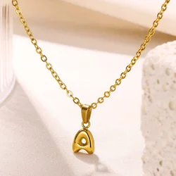 Unisex Stainless Steel Letter Pendant Necklace Dainty Mini Bubble Alphabet Pendant Necklace Jewelry For Women Men