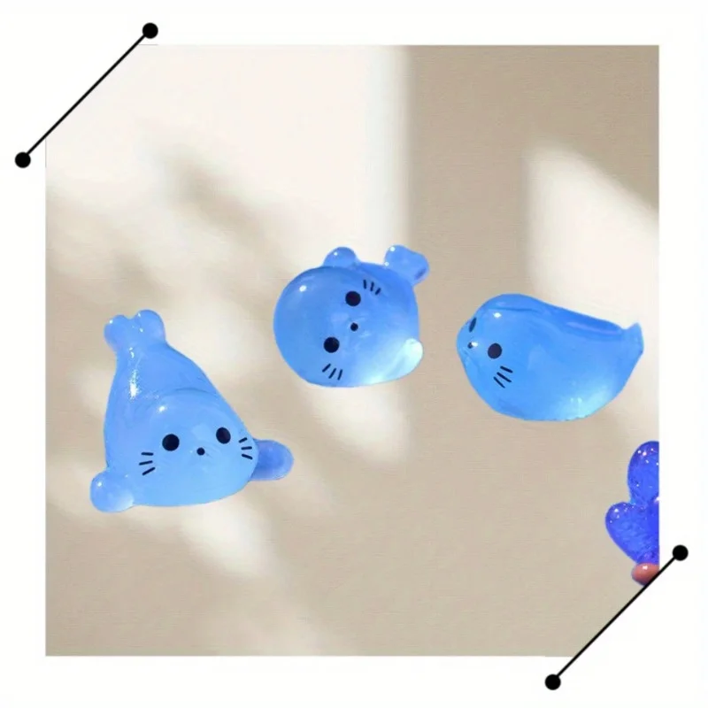 24/50pcs Glow-In-The-Dark Mini Seal Resin Figurines - Desktop Home Decor Gift - Random Style Cute Luminous Marine Animal Models