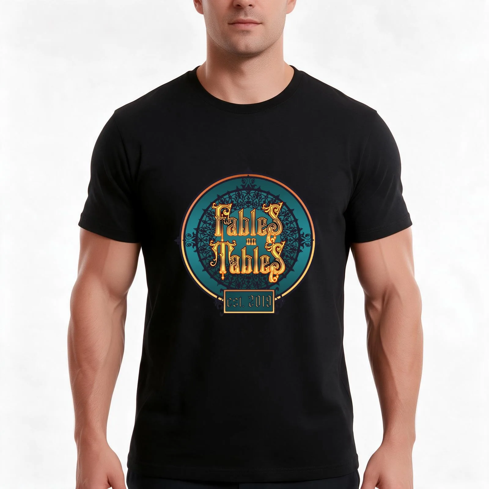 Fables on Tables 2021 logo (with date) ON BACK T-Shirt, Summer Casual Cotton Tee, Oversized Streetwear Tops, Unisex Men Women