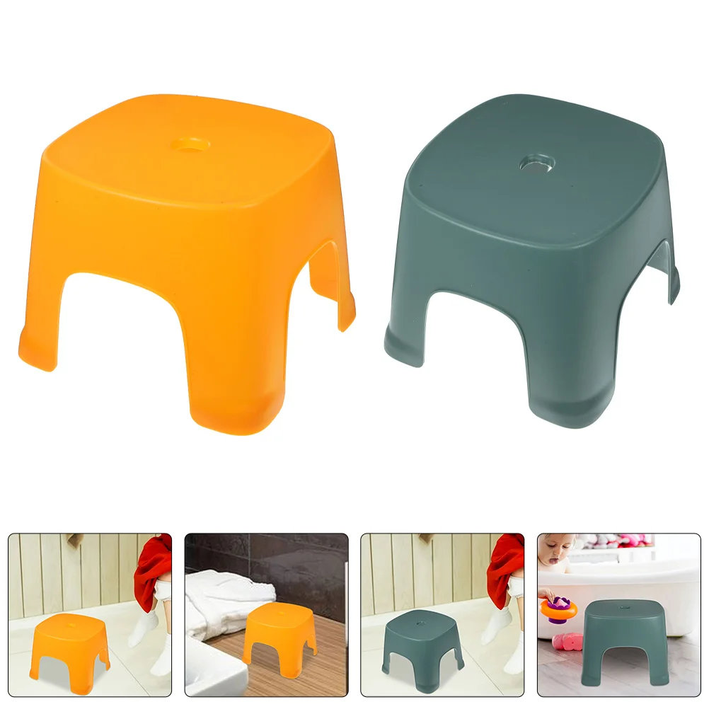 

2Pcs Small Stool for Adults Kids Non-Slip Plastic Step Footstool Bathroom Shower Seat Household Space-Saving Compact Design