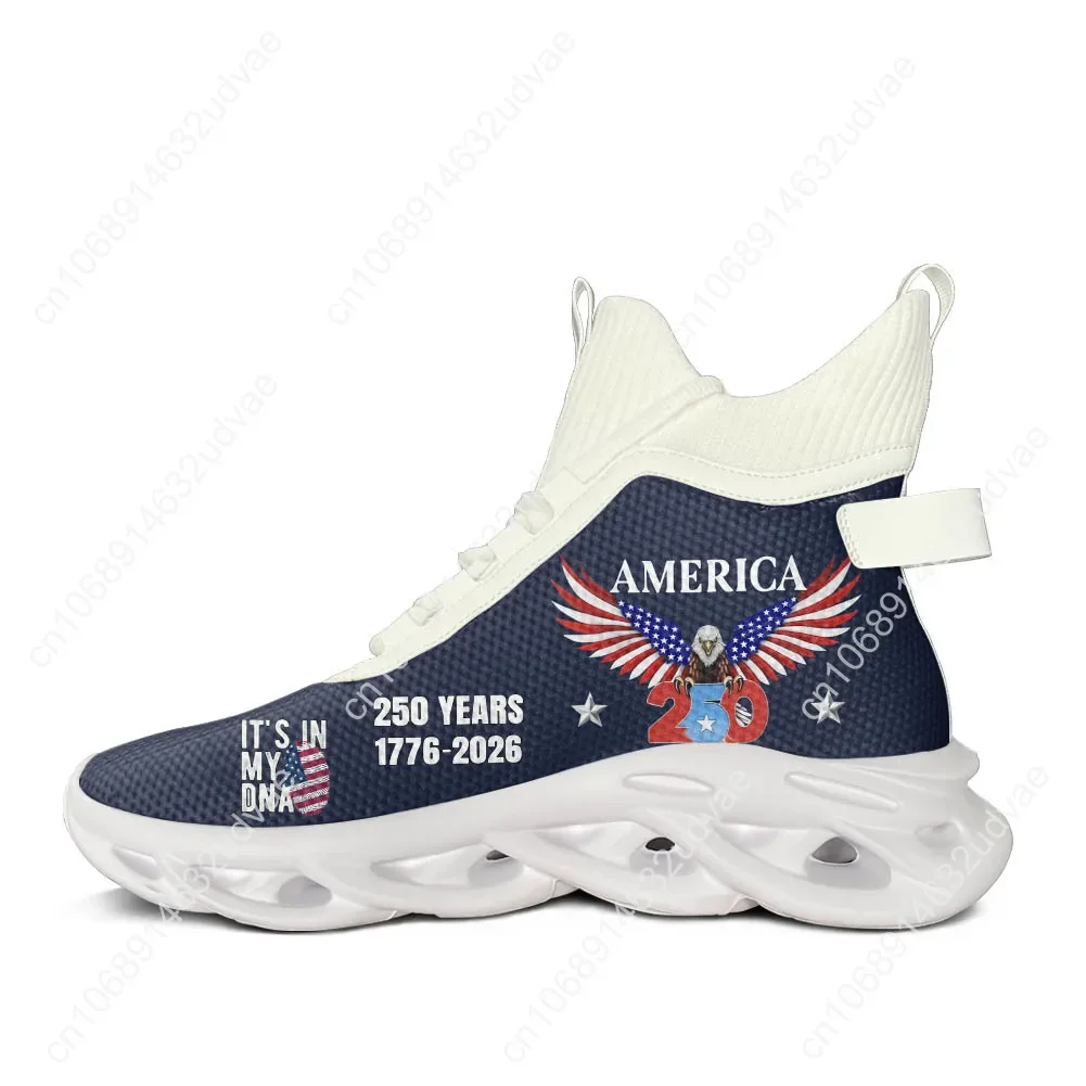 America 250th Anniversary 1776-2026 High Top Running Shoes Mens Womens Casual Sneaker Custom Elastic Durable Sole Shoe White
