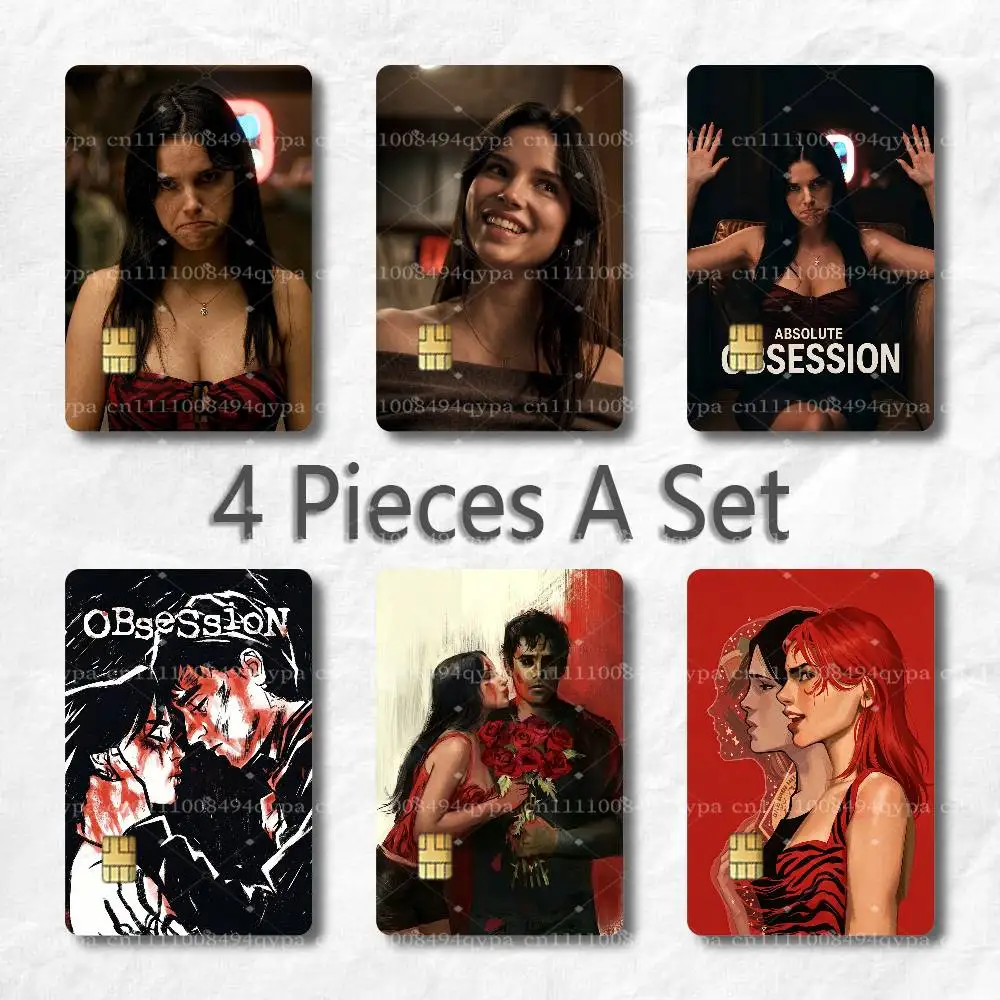 obsession Credit Card Skin Stickers Waterproof with Chip Cutout 4 Pack for Credit Debit Transportation Cards