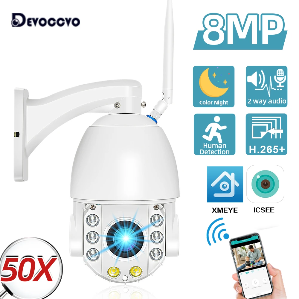 

30X 50X Optical Zoom 4K HD Wifi PTZ IP Security Camera ICSee 2 Way Audio Outdoor Waterpoof Wireless CCTV Surveillance Camera
