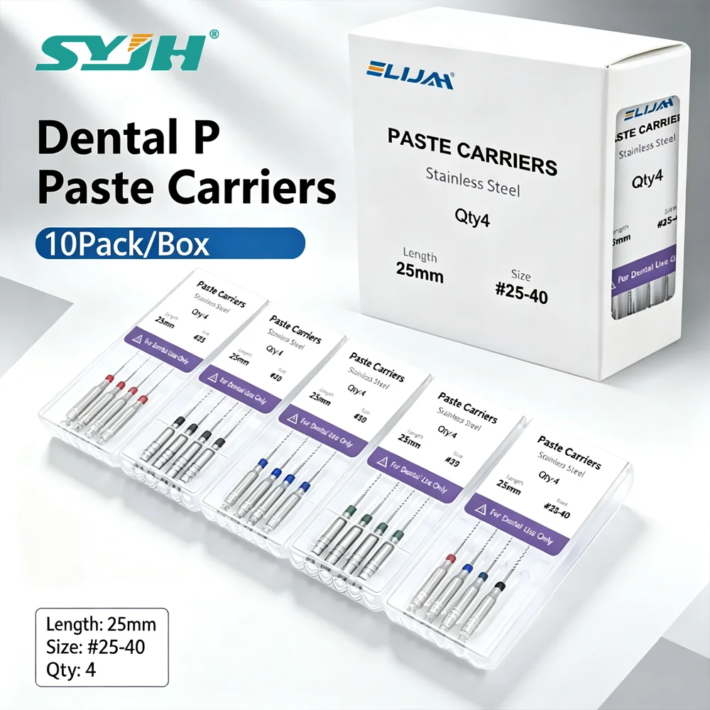 40Pcs/10Boxes Dental Lentulo Spiral Paste Carriers Assorted 21/25mm 25-40# for Endo Motor Root Canal Filling Dental Clinic Tools