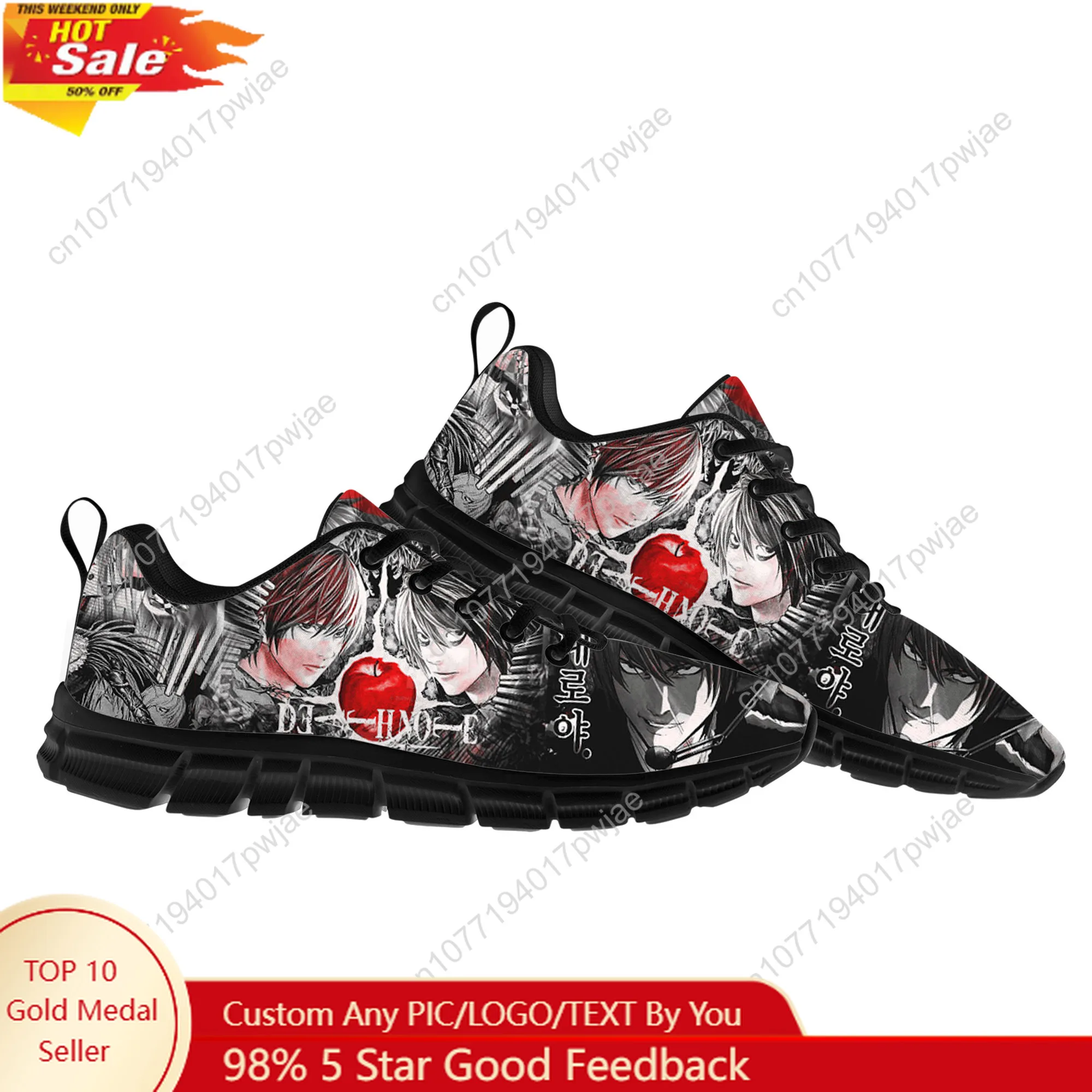 

Japan Anime DEATH NOTE Flats Sports Shoes Mens Womens Sneakers Fashion Casual Hiking Sneaker Custom Built Shoes