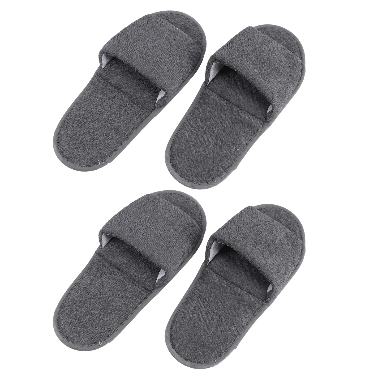 2 Pairs Fur Slippers Foldable Travel Comfortable Home Portable Folding Grey Man