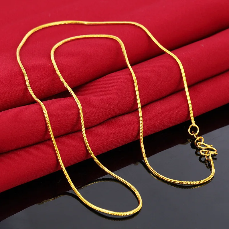 

Women's 24K Gold Versatile Snake Bone Chain, AU999 | Engraved "Abundance" with hidden ripple motifs.