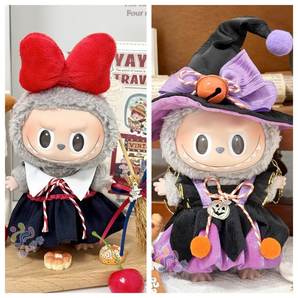 

For 17CM Labubu Doll Clothes Sorceress Witch Dress Up Dolls Accessories Sitting Party Hallowmas Christmas Birthday Gift Toy