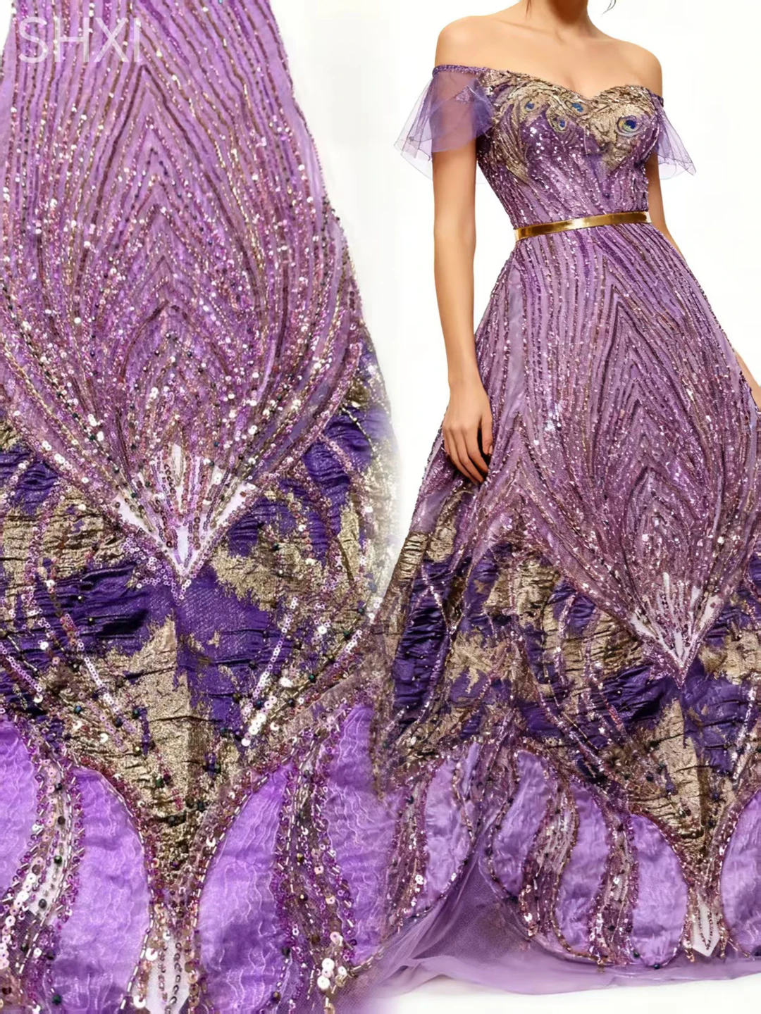 

African Sequins Net Lace 5 Yards High-Quality Nigerian French Beads Embroidery Tulle Lace Fabric For Luxury Wedding Dress Sewing