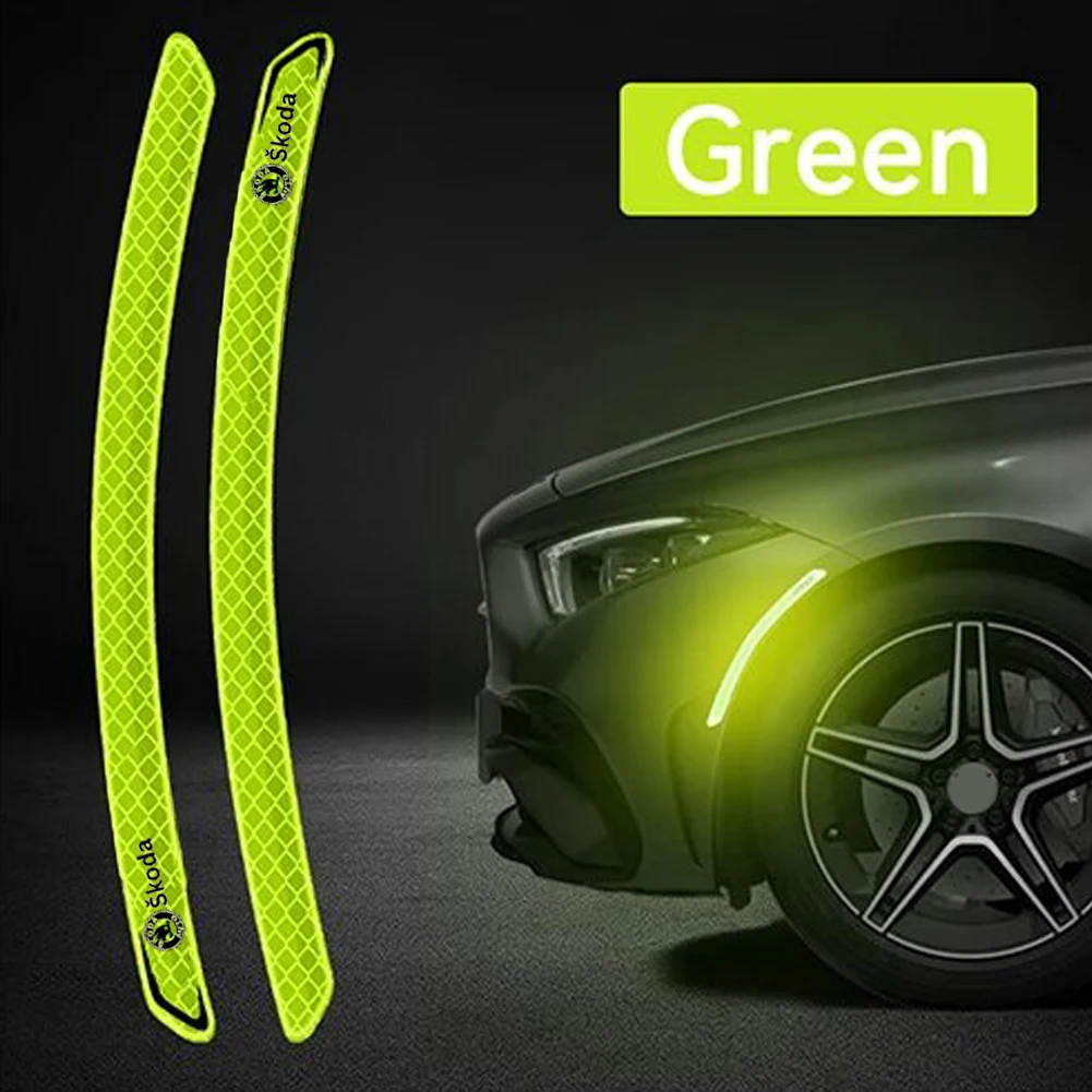 

Skoda Reflective Stickers For Octavia Fabia Kodiaq High Intensity Glow In The Dark Wheel Eyebrow Decal 2PCS Car Styling