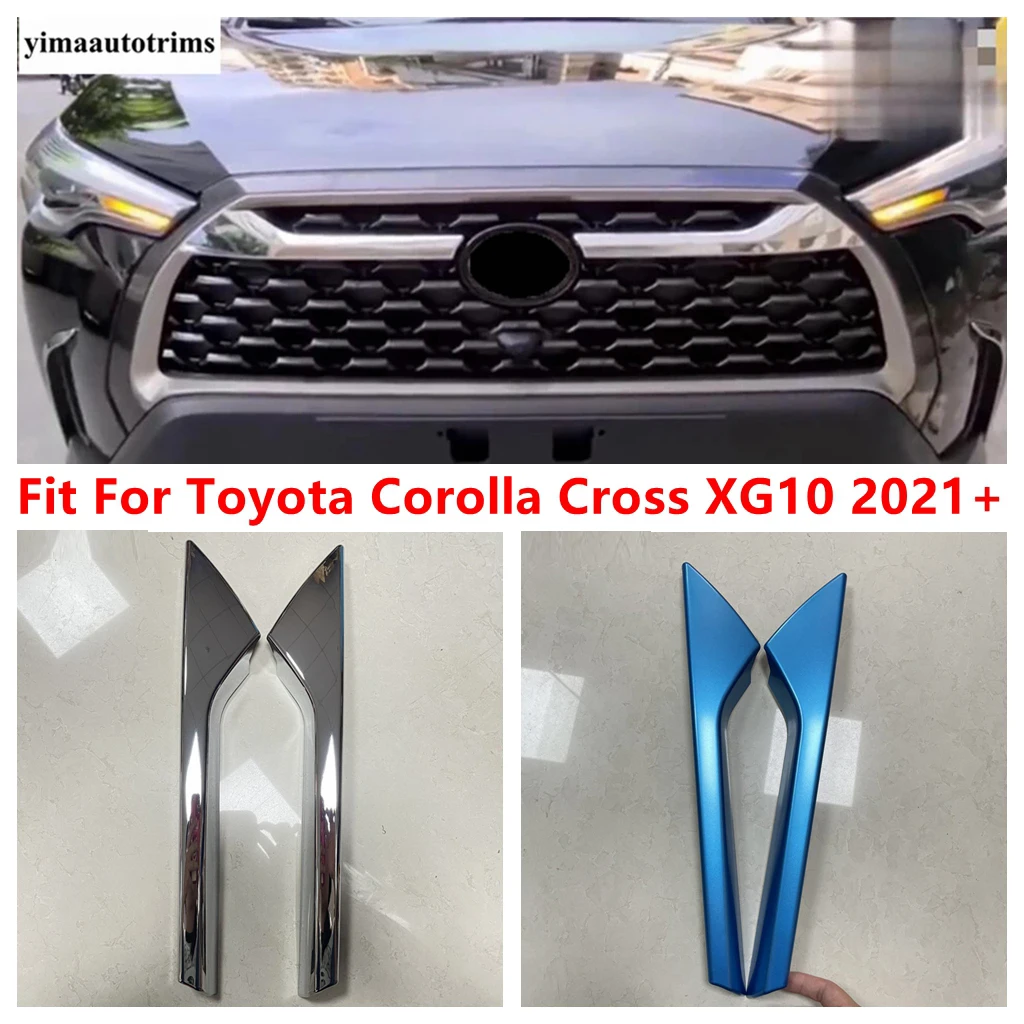 

Front Middle Grill Grille Mesh Strip Decor Cover Trim For Toyota Corolla Cross XG10 2021 - 2024 ABS Chrome / Blue Accessories