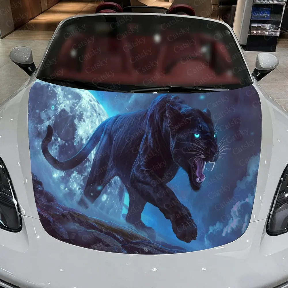 Panther in Dynamic Nebula Car Hood Stickers - Self-Adhesive, Waterproof and Durable Vinyl Wrap, Decorate And Protect Your Car -