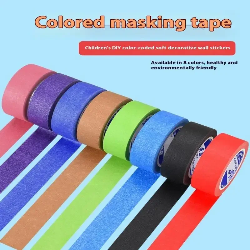 

10 м цветная малярная лента, черные украшения, маскирующая аэрозольная краска, бесследная студенческая офисная художественная наклейка для рисования