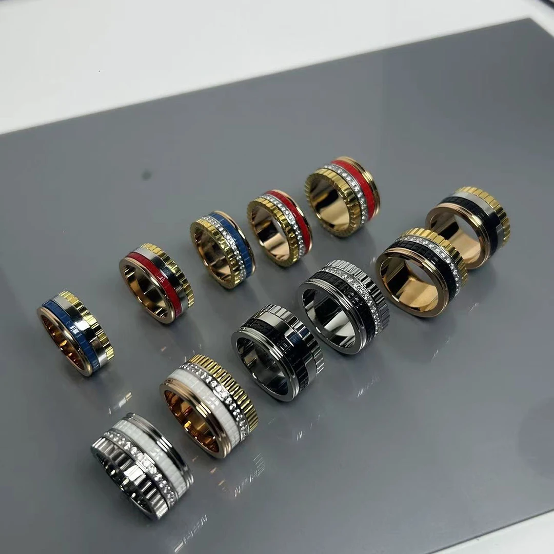 High Quality Luxury Jewelry Rotating Gears Anniversary Gift Wedding Rings for Men and Women