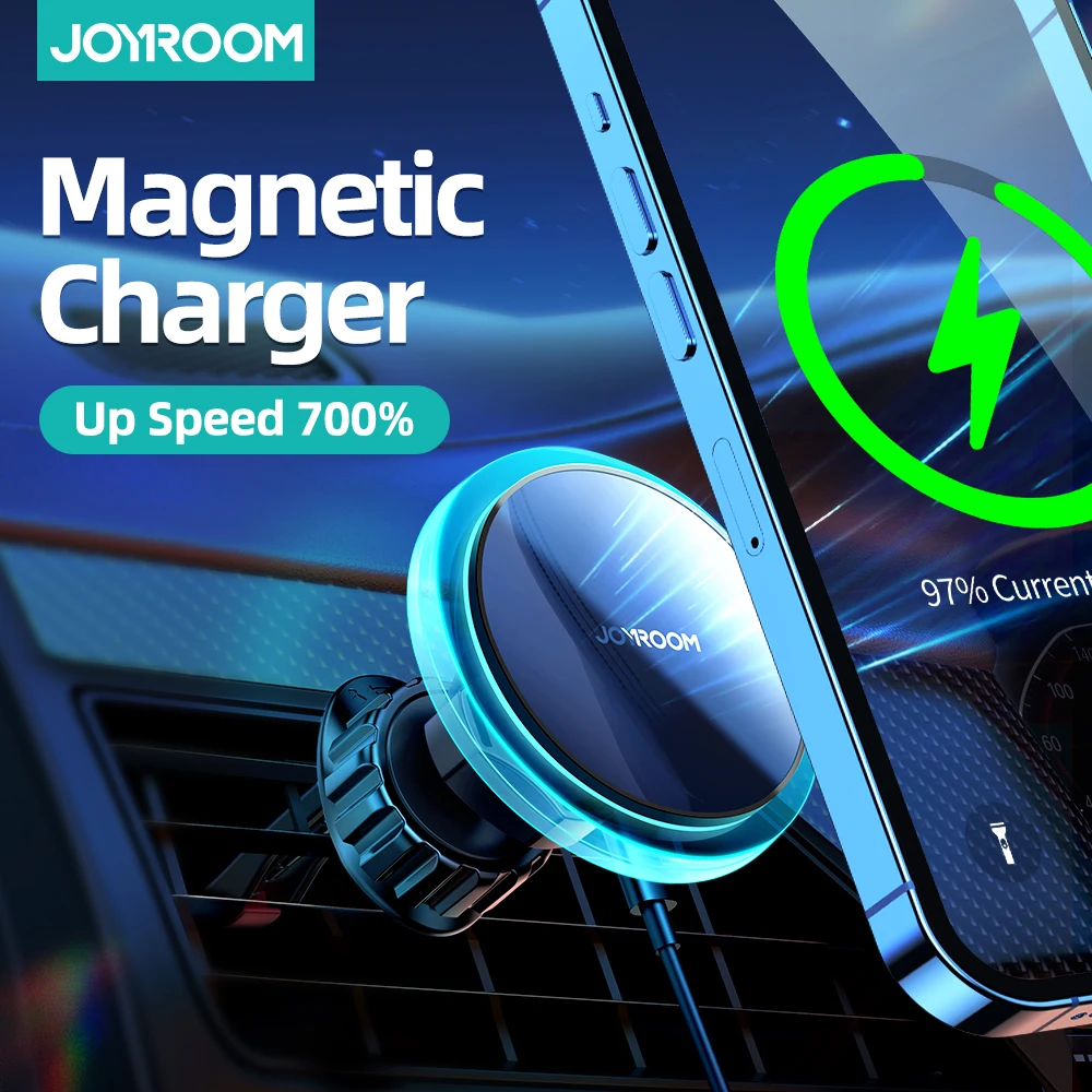 

Joyroom Magnetic Car Phone Holder Wireless Charger For iPhone 14 13 12 Pro Max Fast Charging Car Charger Holder With Blue Light