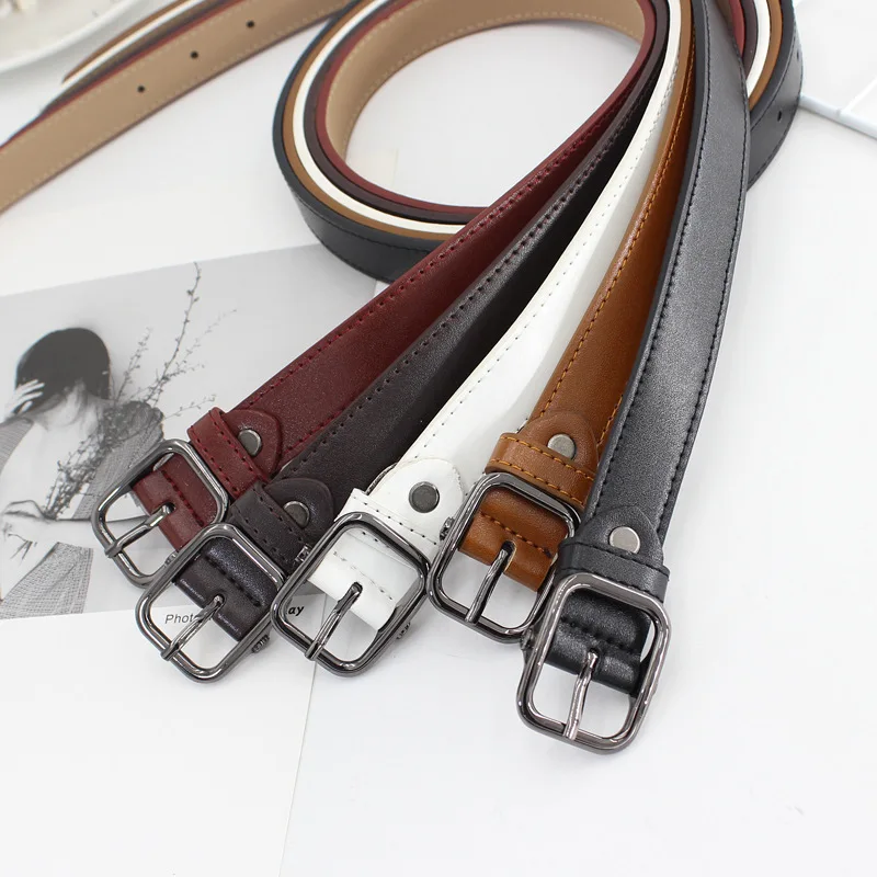 

Students Fine Jeans Belts Retro Gun Black Day Word Buckle Belt Women Accessories Hundred