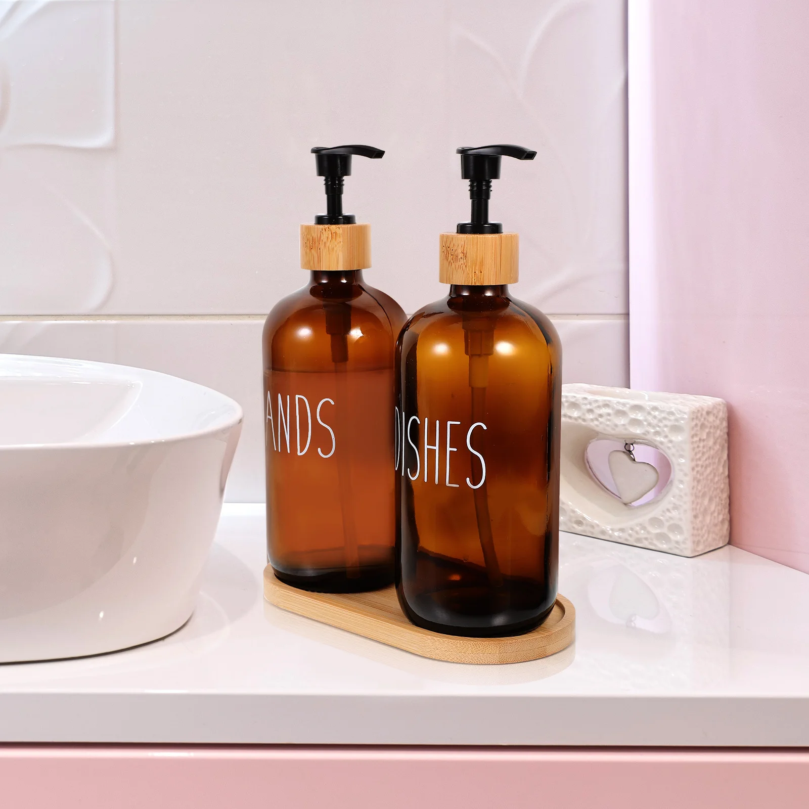 

1Set Soap Dispenser Glass Bottle Refillable Empty Lotion Pump Container for Bathroom Kitchen Hand Liquid Shampoo Body Wash