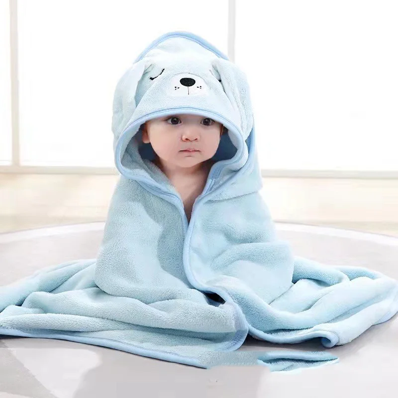 New Cartoon Baby Cloak Poncho Mother and Baby Bag Coral Fleece Soft Bath Hooded Baby Cusheet