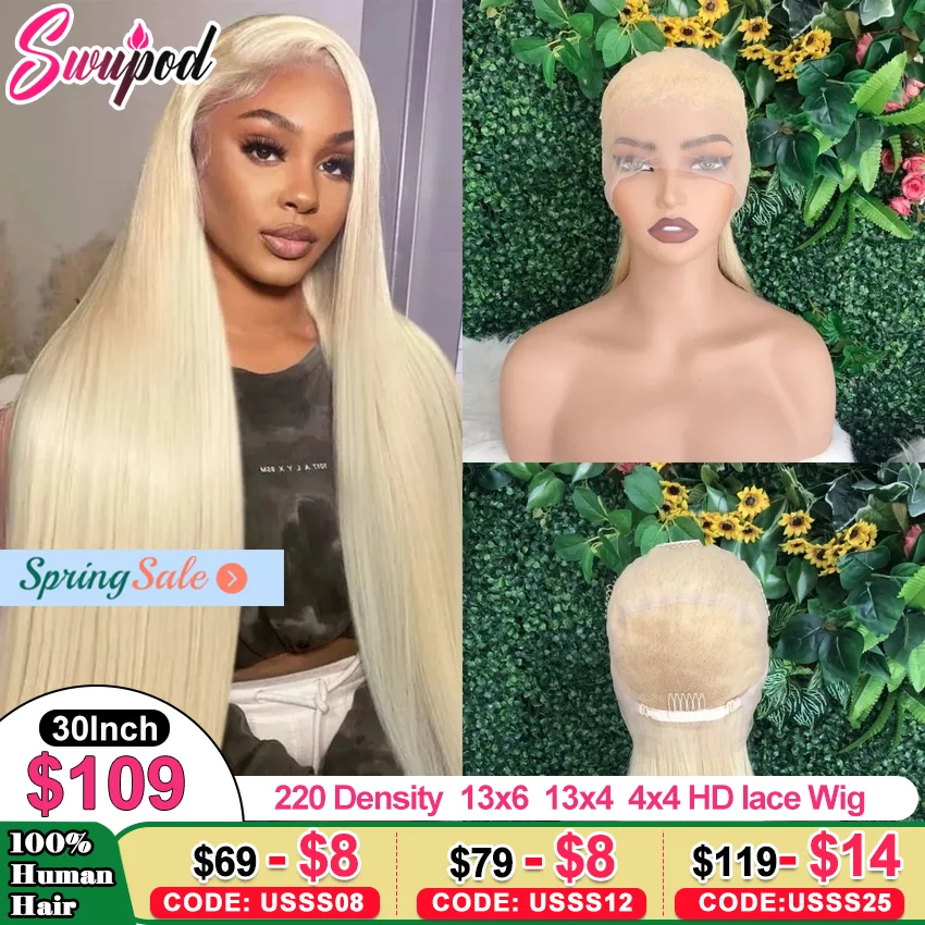 

Full Lace 100% Human Hair 613 Blonde Straight 13x6 Hd Lace Frontal Wig 20 24 Inch Brazilian Preplucked Cheap Wigs