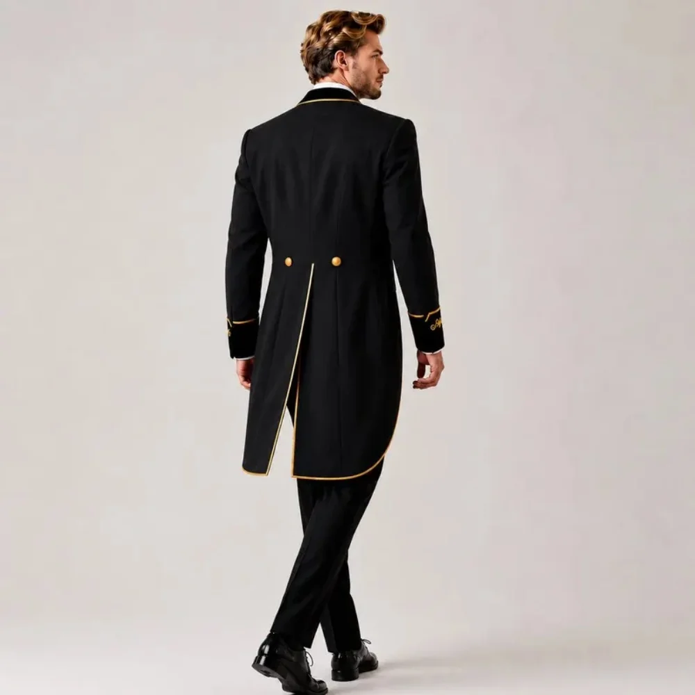 Men's Gothic Ringmaster Costume Victorian Gentleman Wedding Costume Royal Noble Prince Military Uniform Halloween Circus Gown