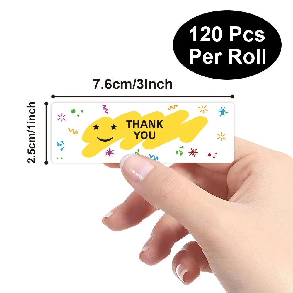 120Pcs/roll Thank You Stickers for Small Business, Decorative Sealing Stickers for Delivery Decoration Packaging Gifts