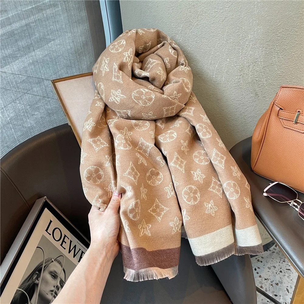 Big-name scarf women\'s new winter 2024 thick warm cashmere-like scarf with high sense and multi-functional shawl dual-purpose