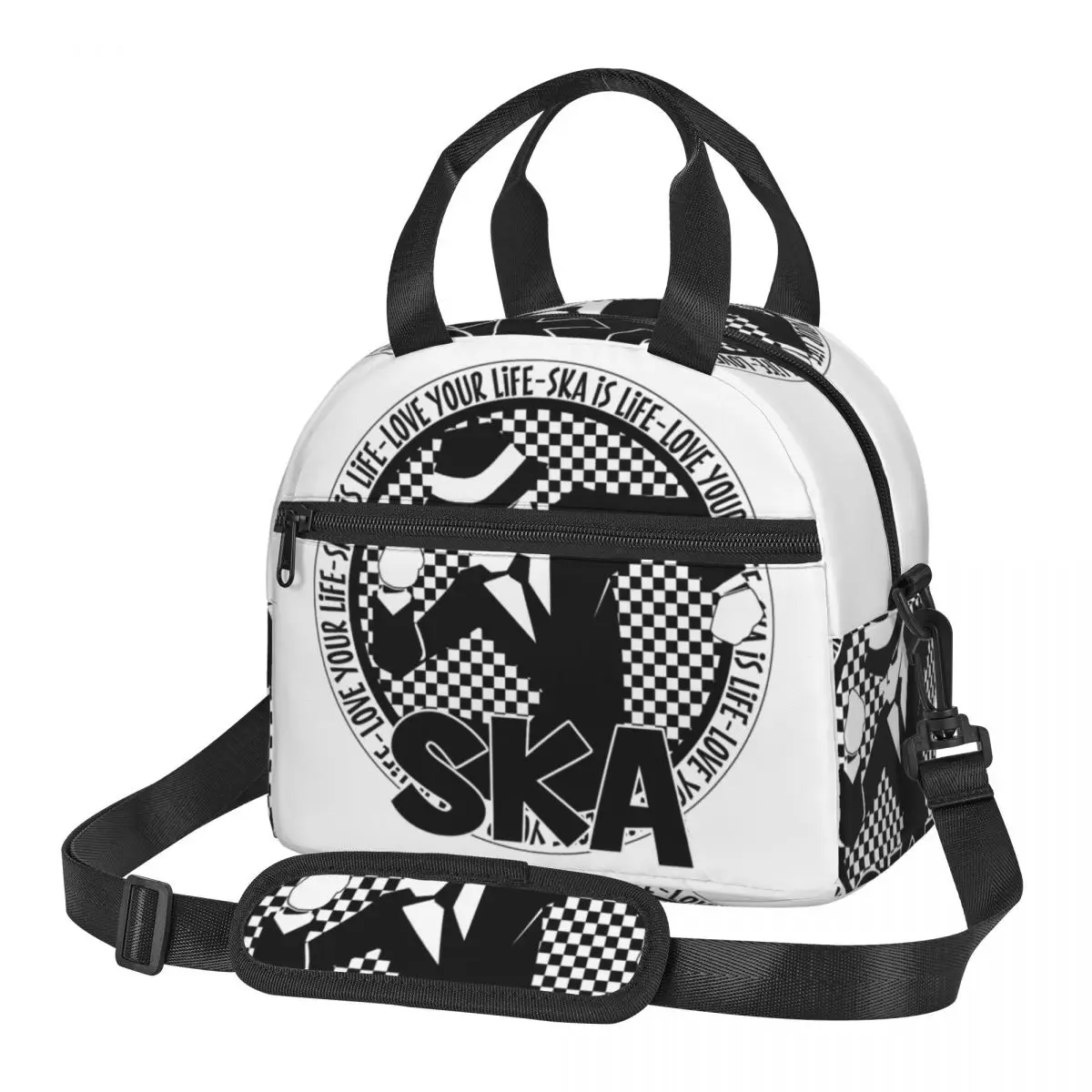 2 Tone Ska Checkerboard Insulated Lunch Bags Two Tone Music Ska-rock Check Rocksteady Storage Food Box Large Lunch Boxes