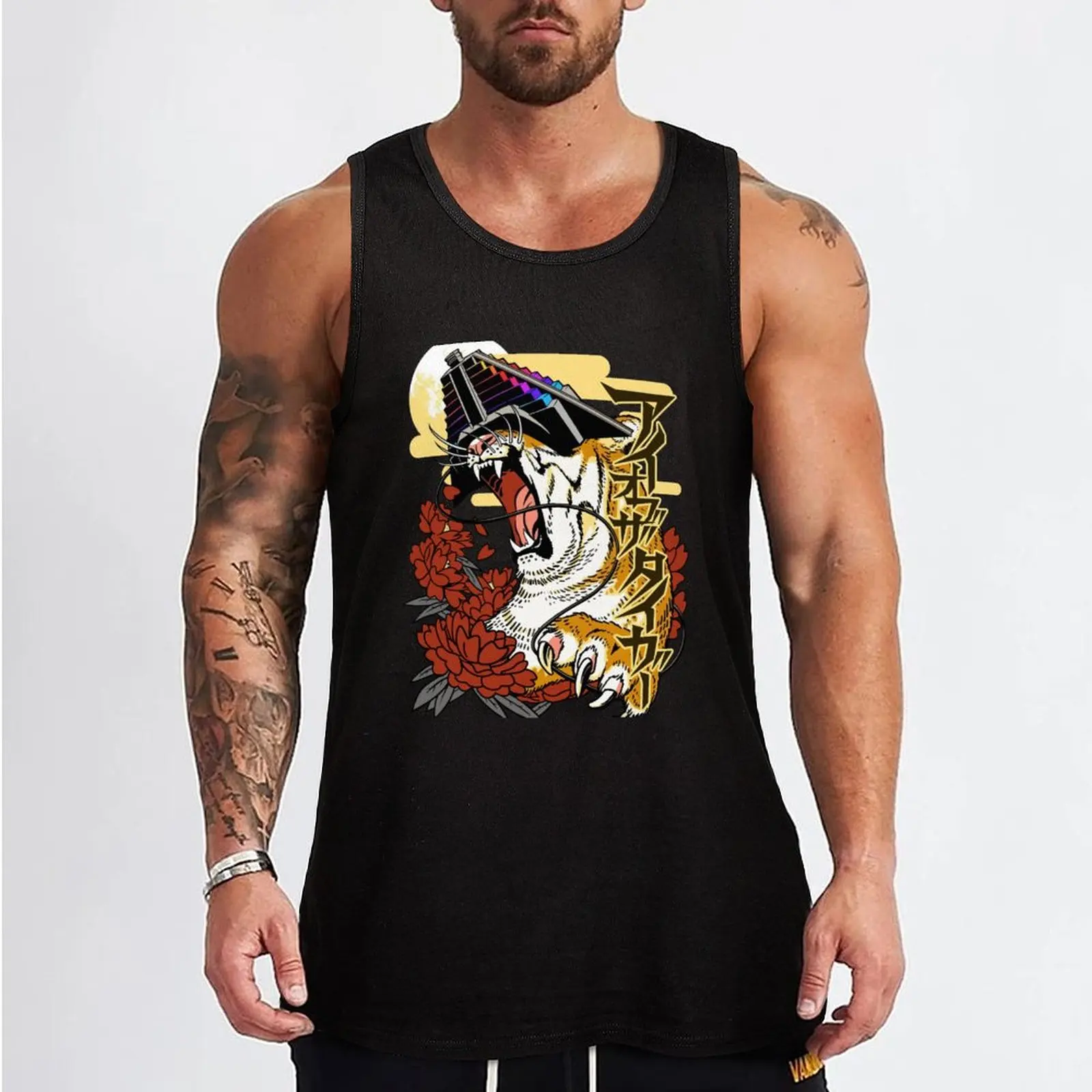 NMHTSA: J01 - Eye of the Tiger Tank Top Gym T-shirts for men running shirt underwear Body man